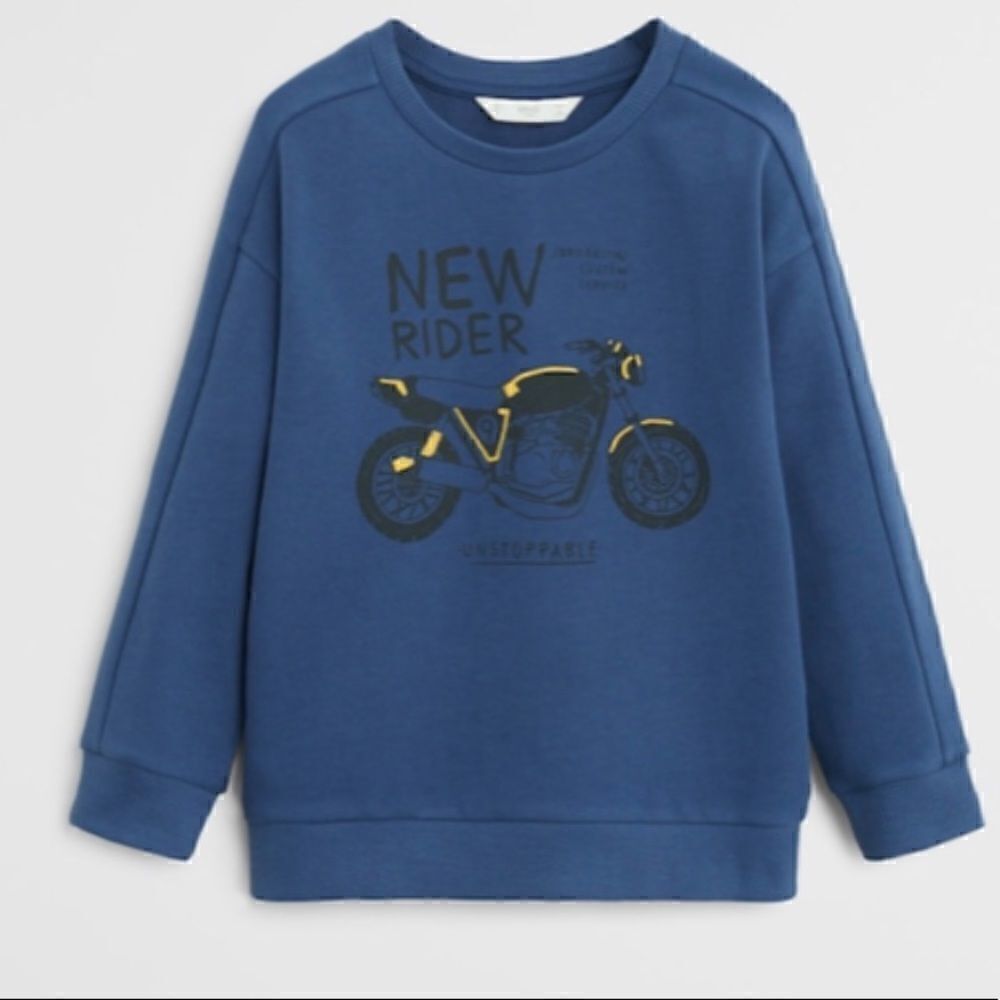 Mango kids blue graphic motorcycle sweatshirt size 8